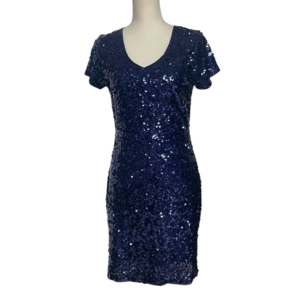 Maner Elegant Navy‎ Sequin Dress Women's Medium